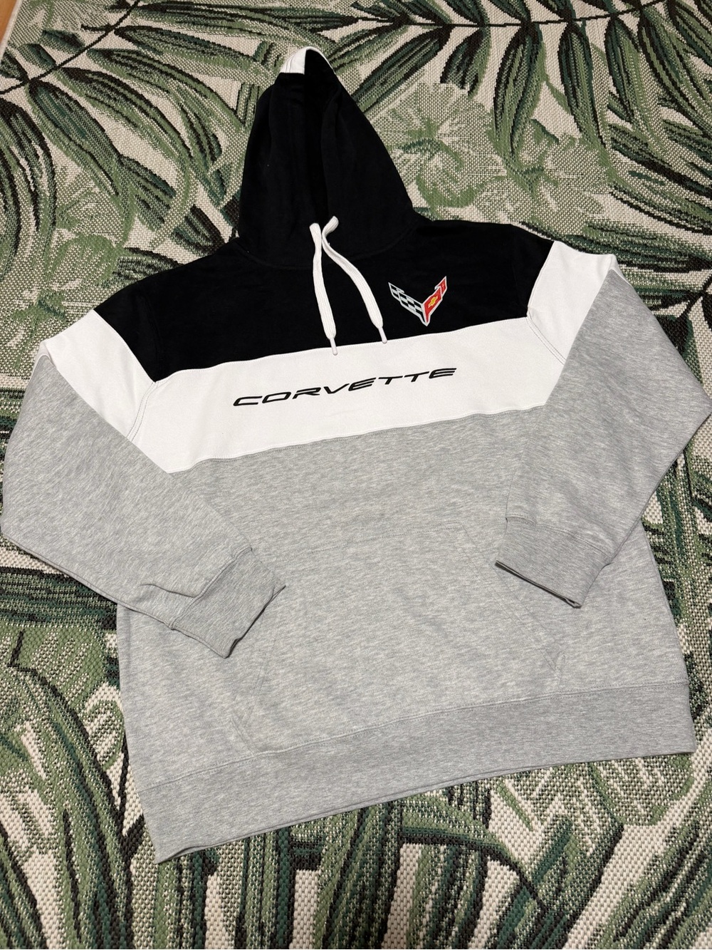 Chevrolet Corvette Hoodie - Black/White/Gray Mens Size X-Large